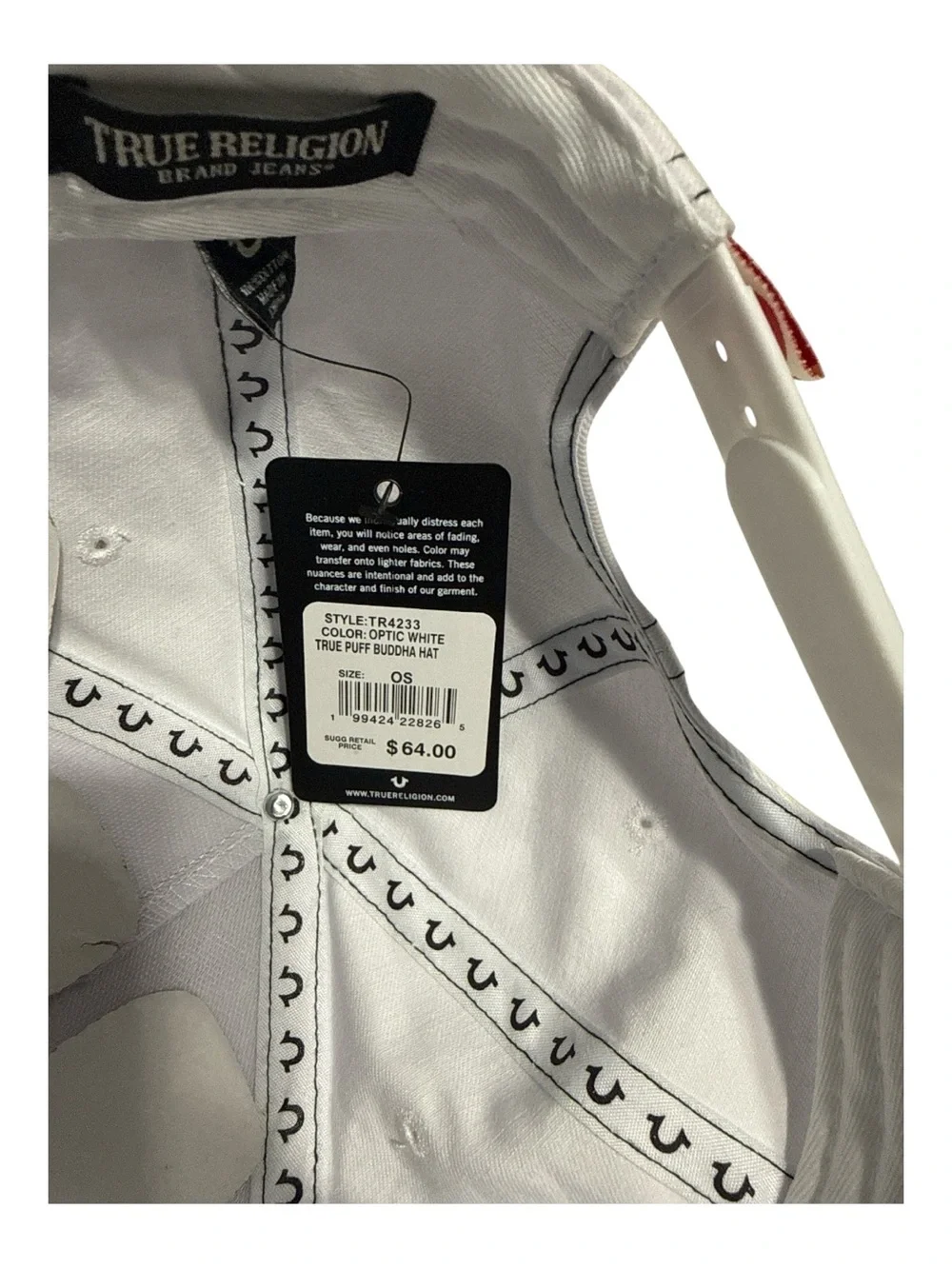 True Religion White Cap with Red TRUE Logo